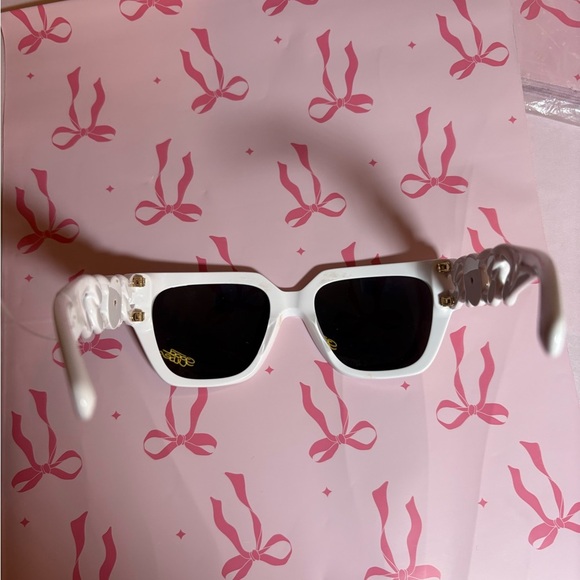 Versace White Sunglasses with Gold Medallion - Picture 5 of 10